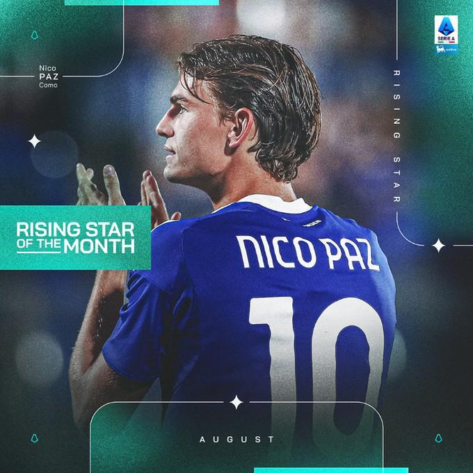 2场比赛1球1助，尼科-帕斯当选意甲8月最佳U23球员